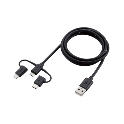 Elecom MPA-AMBLCAD12 3-In-1 Charging Cable (Black)