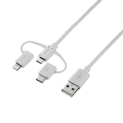 Elecom MPA-AMBLCAD12 3-In-1 Charging Cable (White)