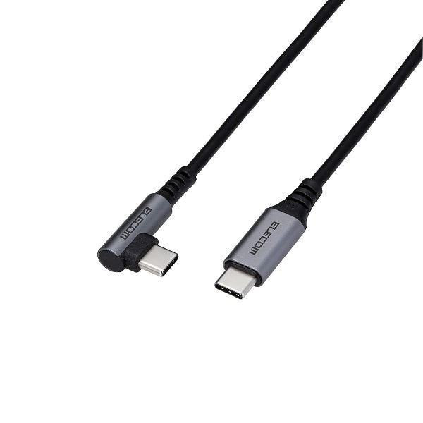 Elecom MPA-CCL20NBK 2M PD 60W Type C -C L Shaped Connector Anti bacterial (Black)