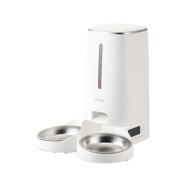 Elecom PET-AF04WH-G Auto Pet Feeder with 2 Bowls