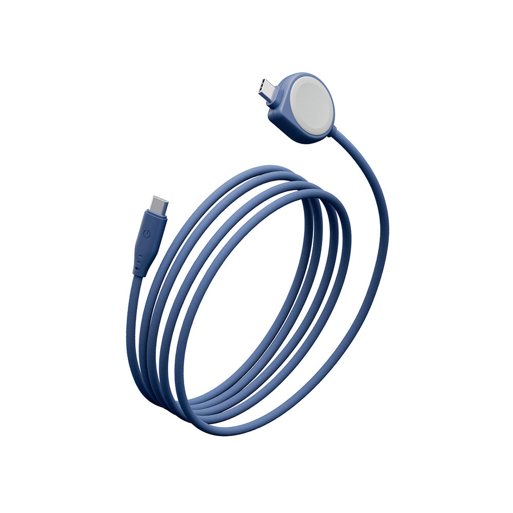 Energea Flow Duo Watch 2-in-1 60W C-C Cable with Apple Watch Charger 1.5M (Blue)