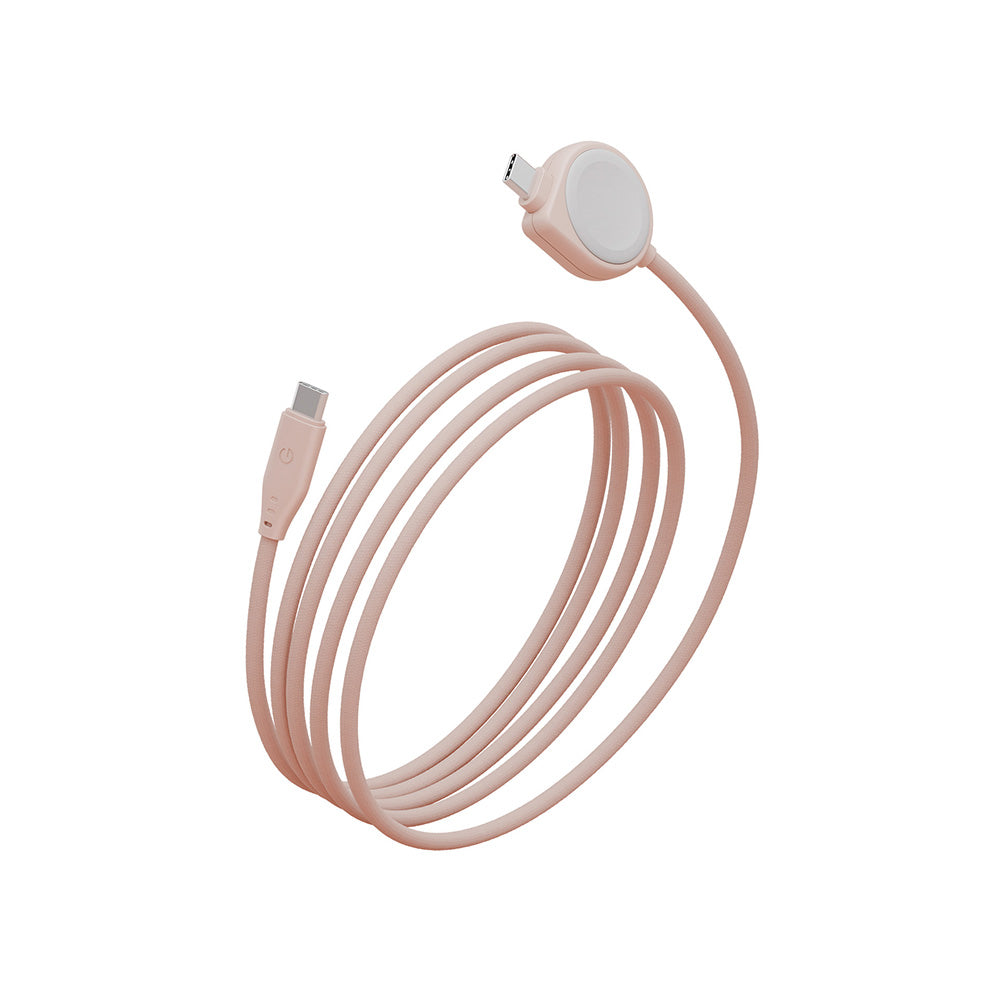 Energea Flow Duo Watch 2-in-1 60W C-C Cable with Apple Watch Charger 1.5M (Pink)