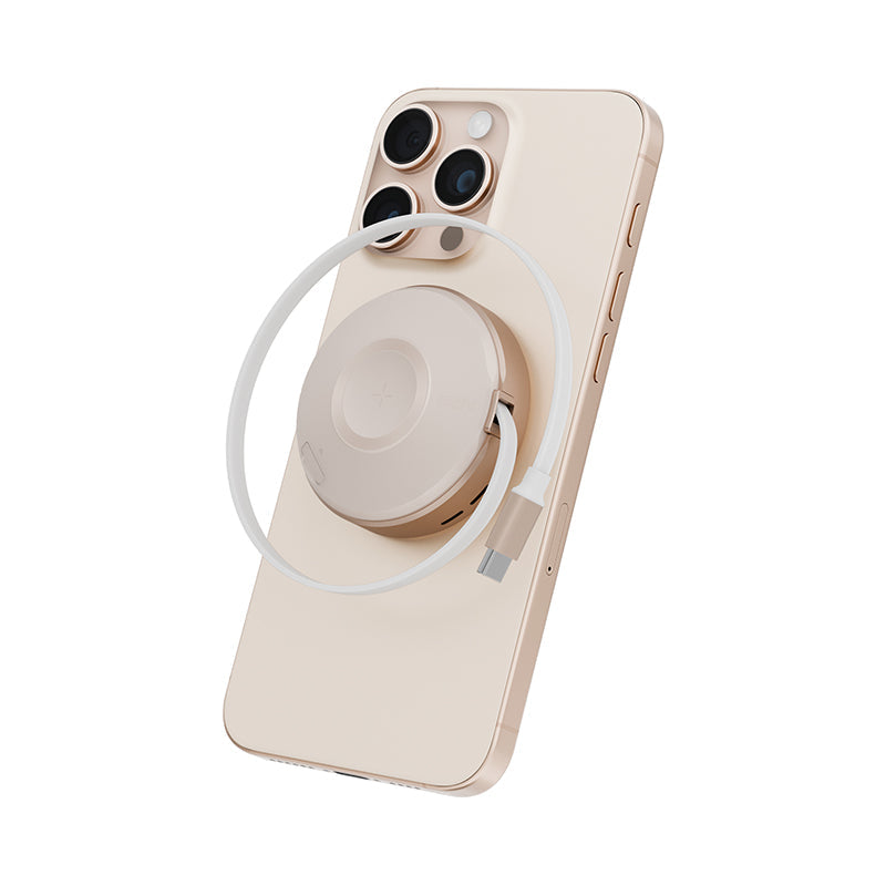 Energea Magduo ARC 2-in-1 Phone And Watch Charger With Retractable Cable (Gold)