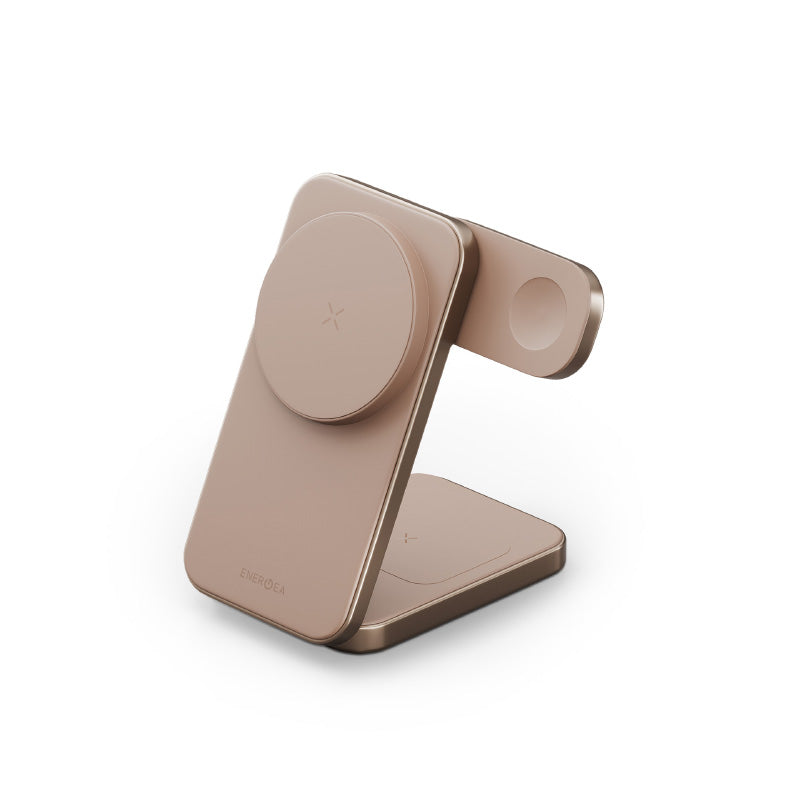 Energea MagTrio Plus 3-in-1 Foldable QI2 Magnetic Wireless Charger (Gold)