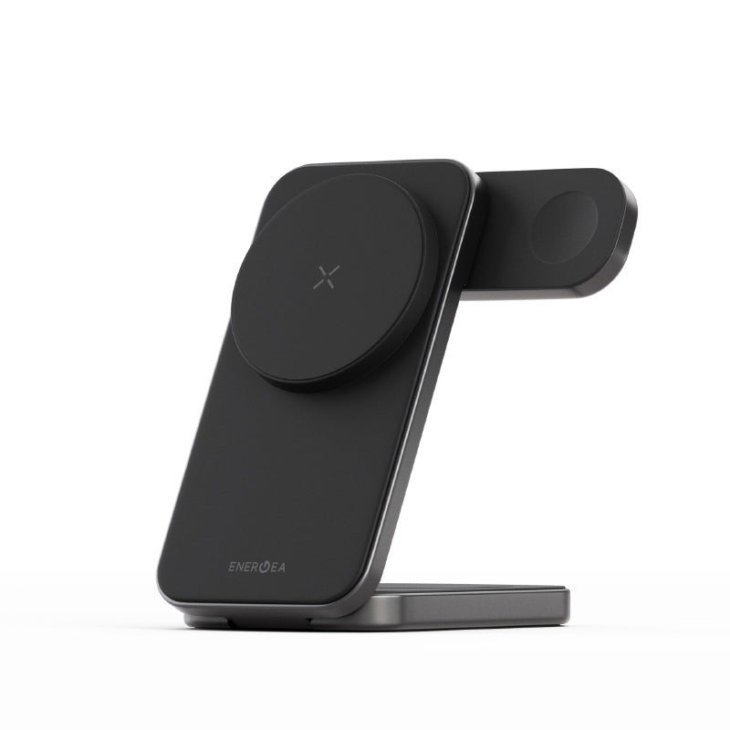 Energea MagTrio Plus 3-in-1 Foldable QI2 Magnetic Wireless Charger (Gunmetal)