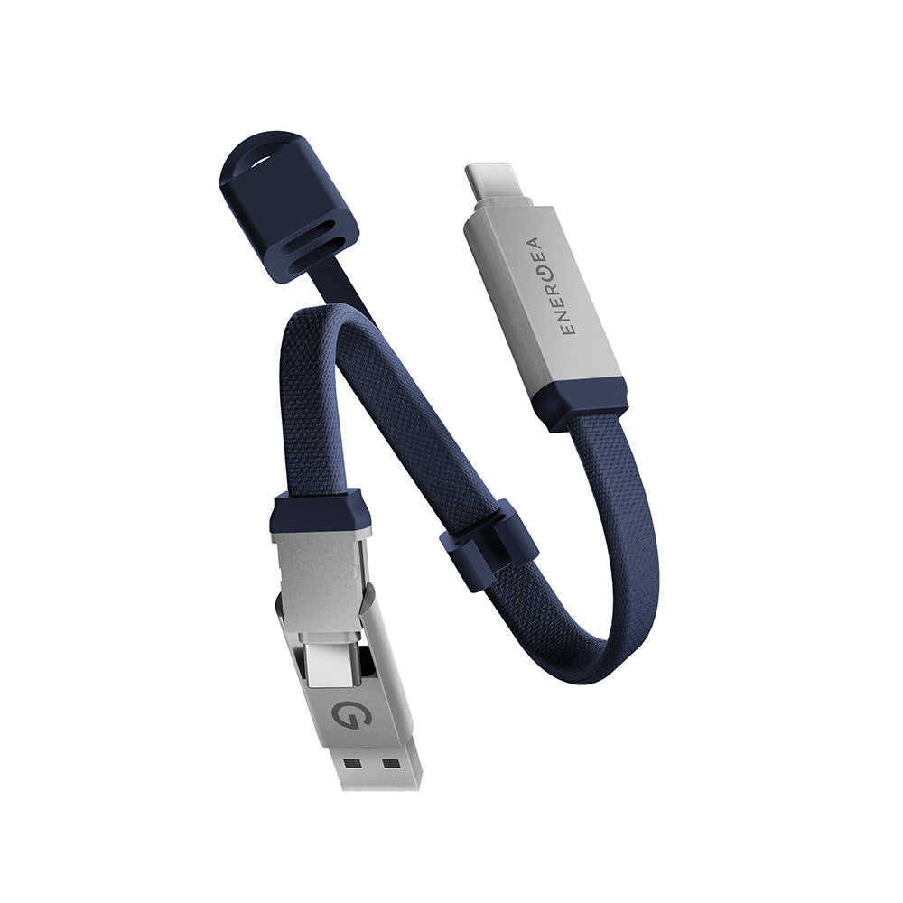 Energea Sheath Key 2-in-1 C to C + A Cable 480Mbps 60W 15cm (Blue)