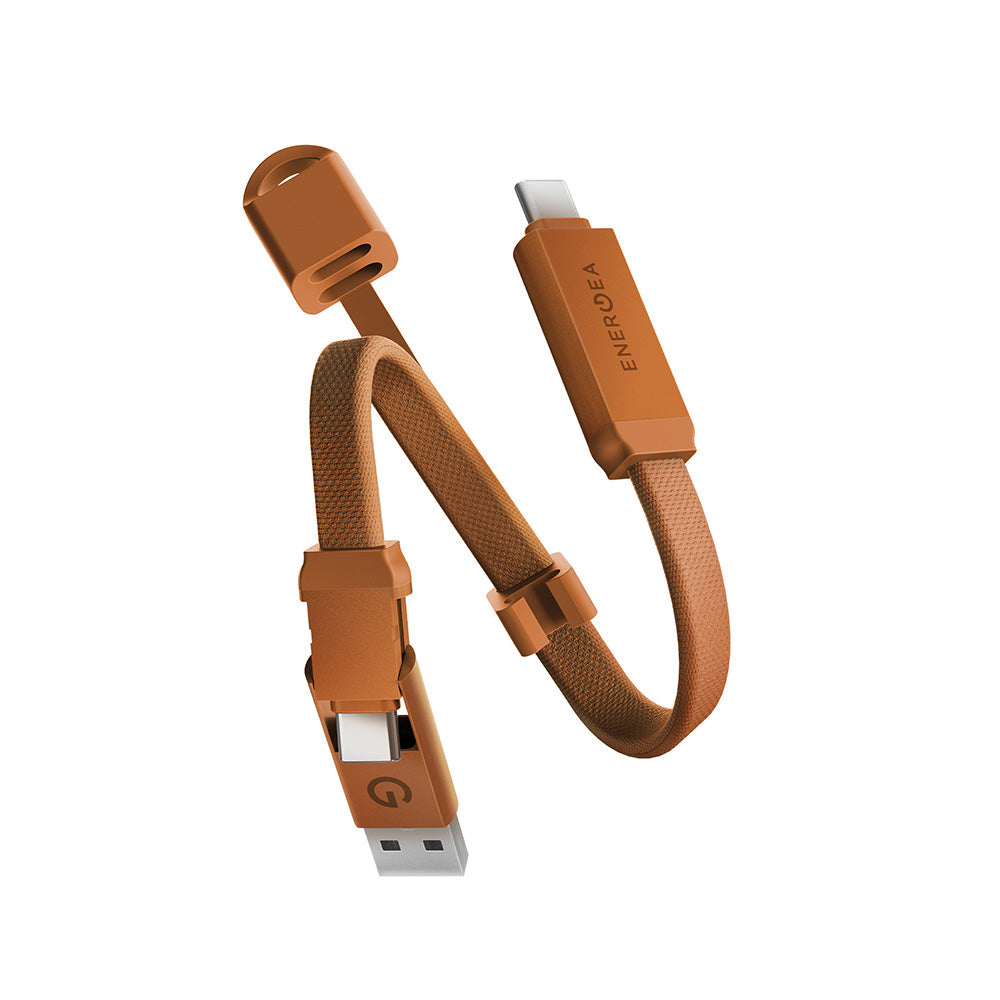 Energea Sheath Key 2-in-1 C to C + A Cable 480Mbps 60W 15cm (Orange)
