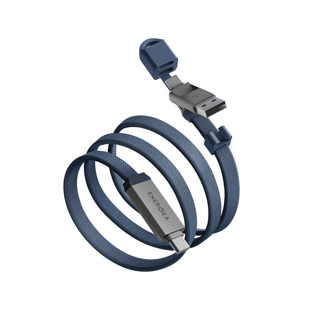 Energea Sheath Travel 2-in-1 C to C + A Cable 480Mbps 60W 1.2m (Blue)