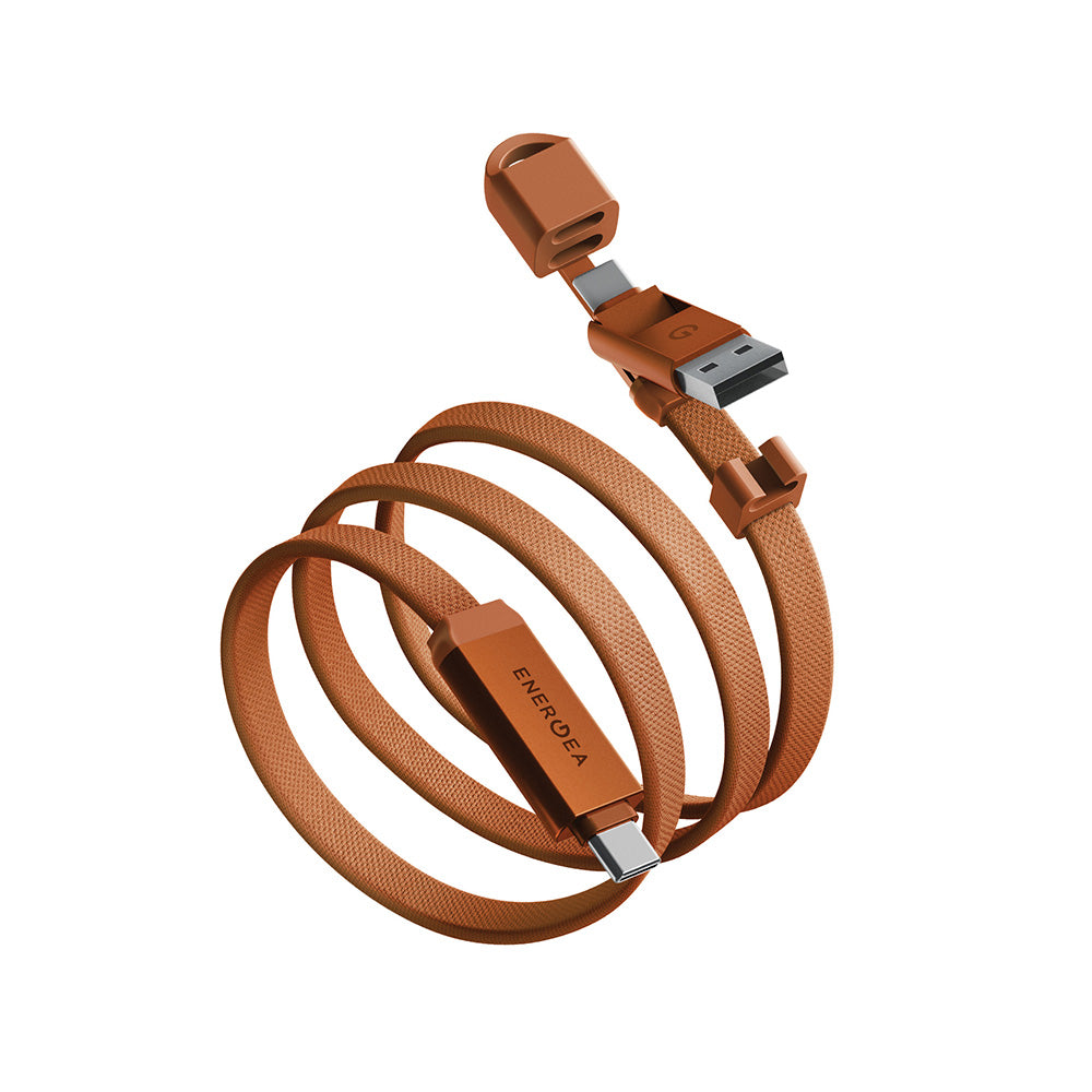 Energea Sheath Travel 2-in-1 C to C + A Cable 480Mbps 60W 1.2m (Orange)