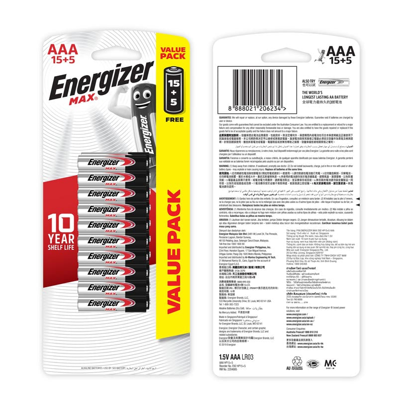 Energizer Max BP15+5 AAA Alkaline Battery