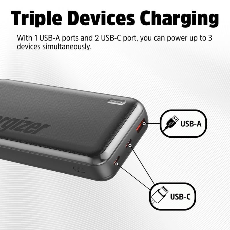 Energizer UE20055PQ 20000mAh Fast Charging Power Bank (Black)