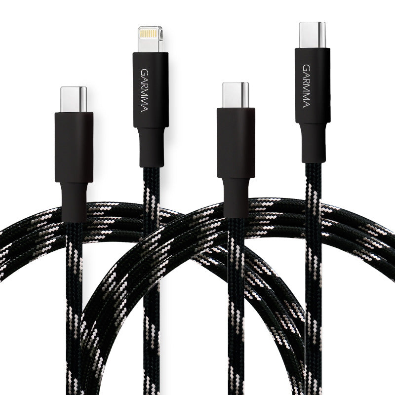 Garmma Bundle PD60W 1.2m USB-C to Lightning + C to C Braided Cable