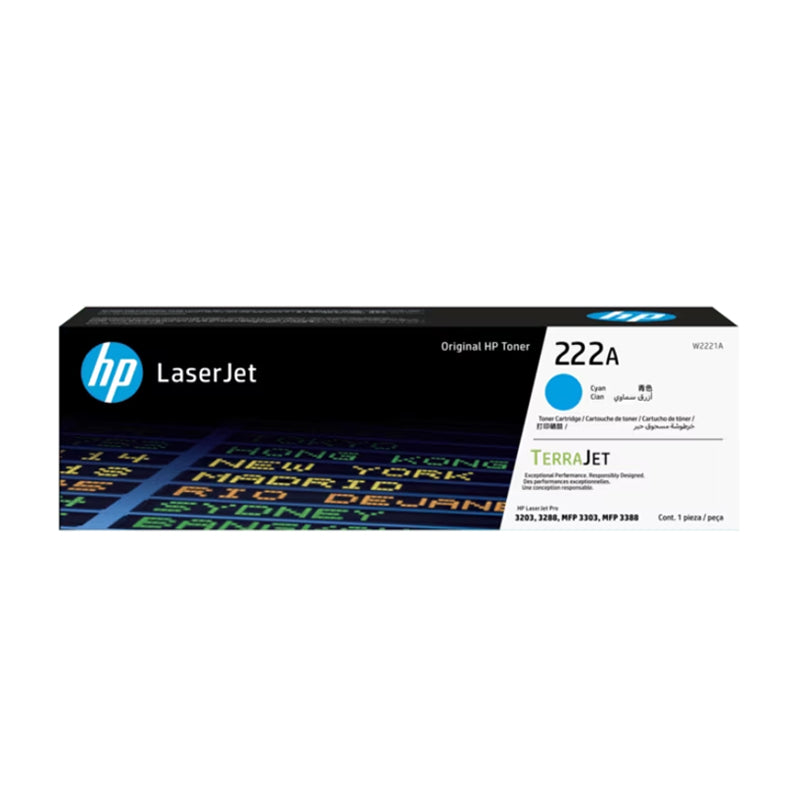 HP 222A Cyan Original LaserJet Toner Cartridge (W2221A)