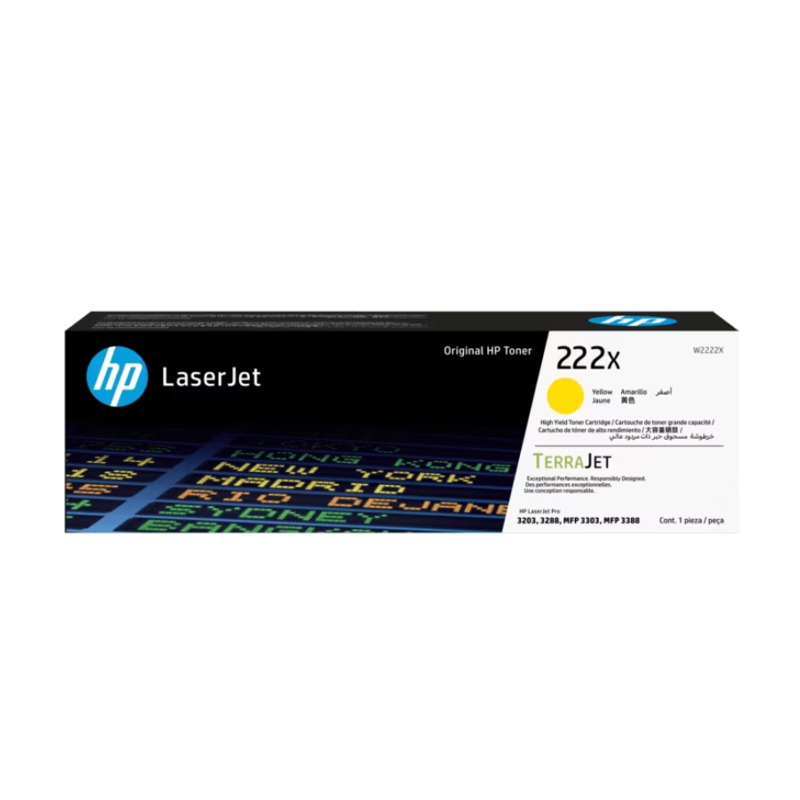 HP 222X Yellow Original LaserJet Toner Cartridge (W2222X)