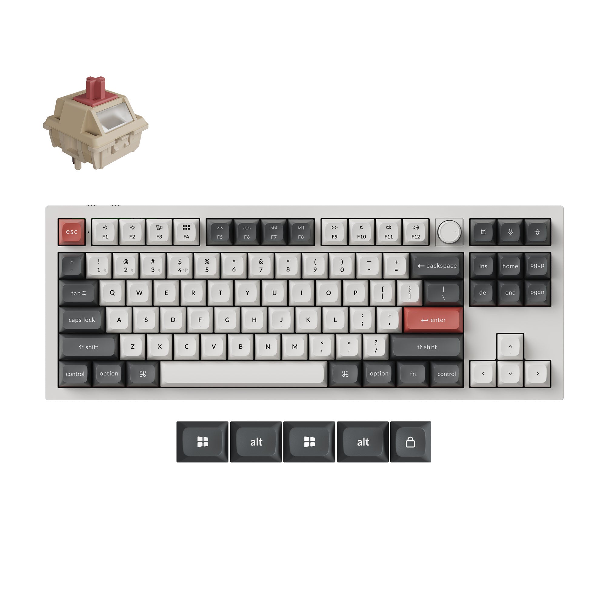 Keychron Q3 Ultra 8K (Q3U-P1) Wireless Mechanical Keyboard Red Switch - White