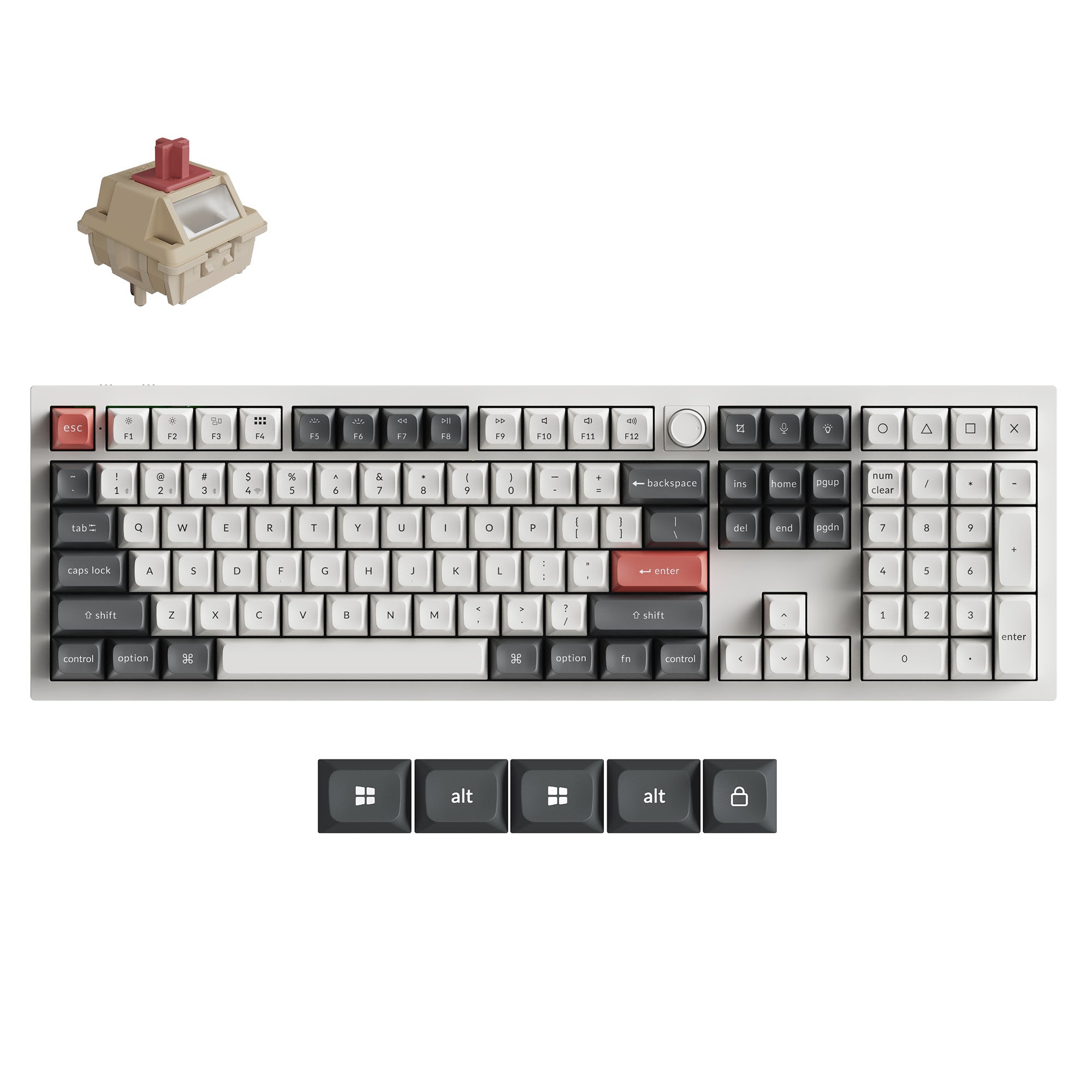 Keychron Q6 Ultra 8K (Q6U-P1) Wireless Mechanical Keyboard Red Switch - White