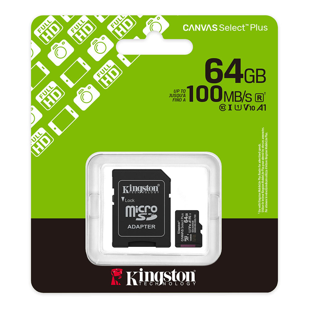 Kingston Canvas Select Plus 64GB microSD Card + Adapter