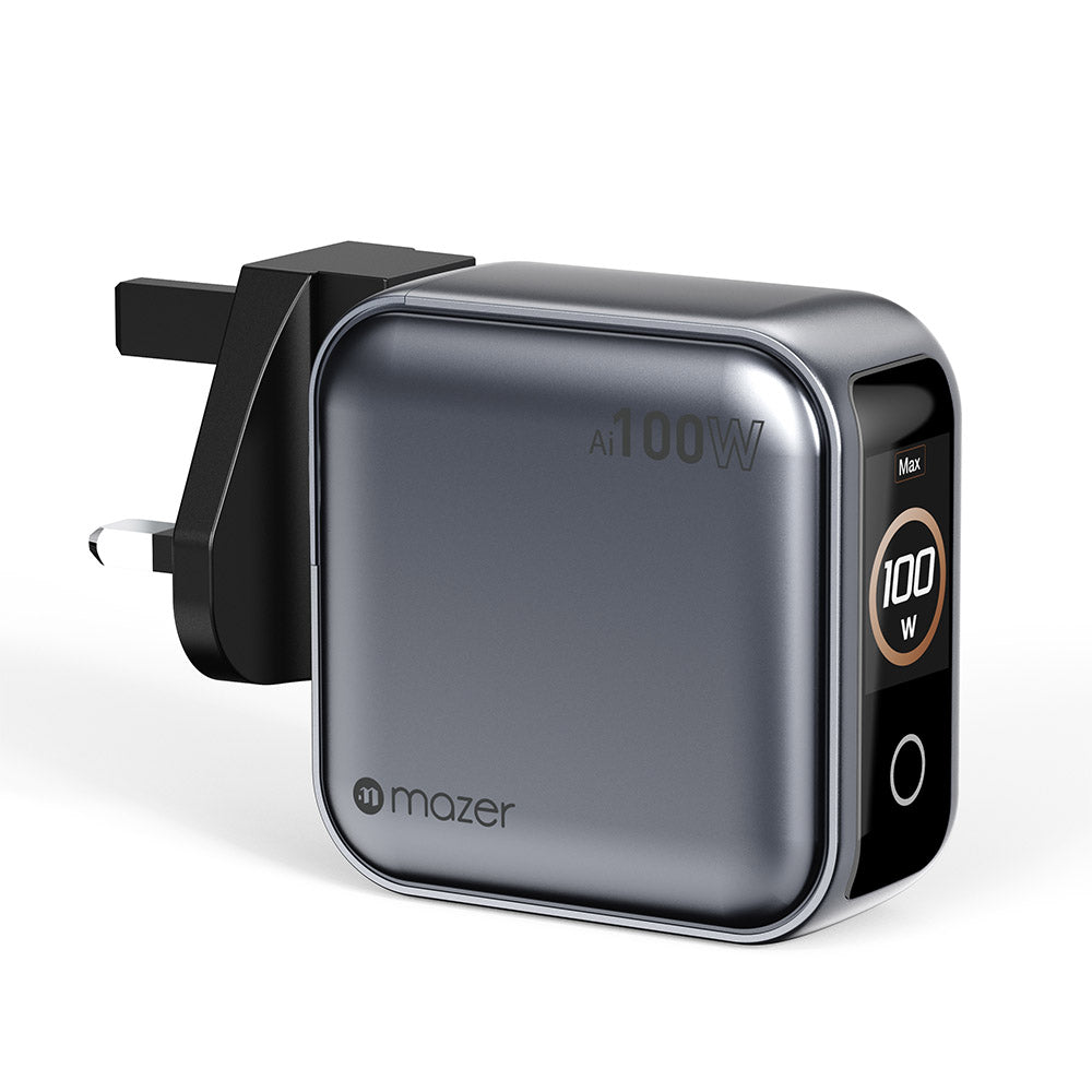 Mazer M-Ai-G100W-V7UK-GY PrestigeGaN Ai PD100W 2C1A Wall Charger (Grey)