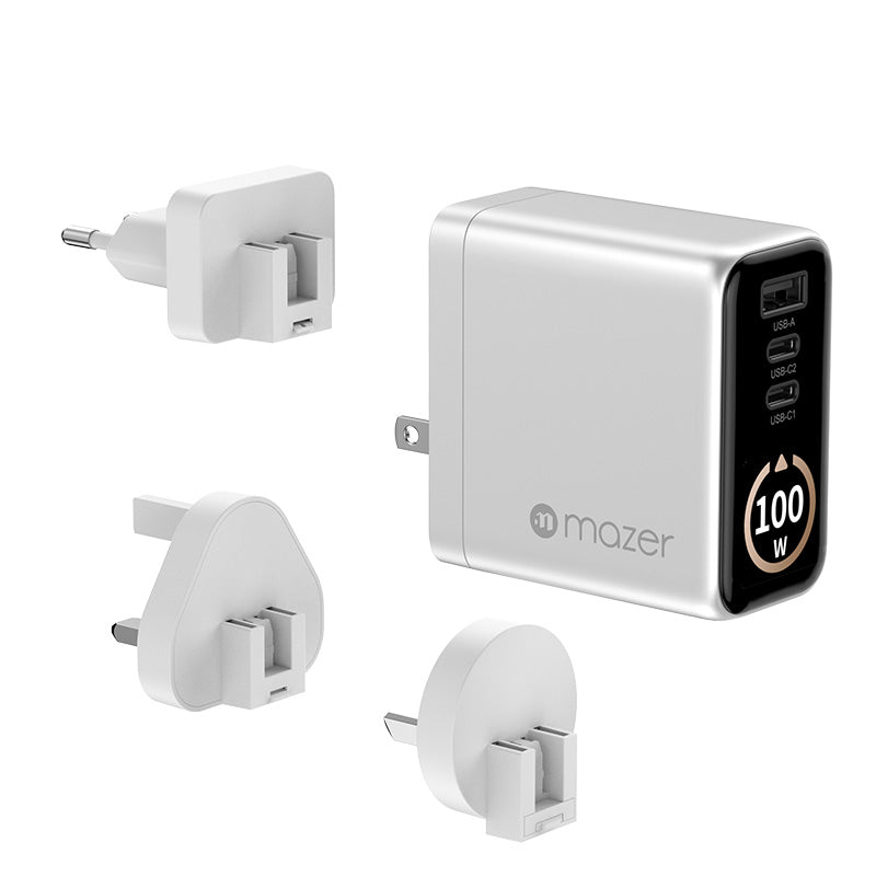 Mazer M-Ai-G100W-V7-SV/AiPrestige GaN PD100W 2C1A Travel Plugs (Silver)