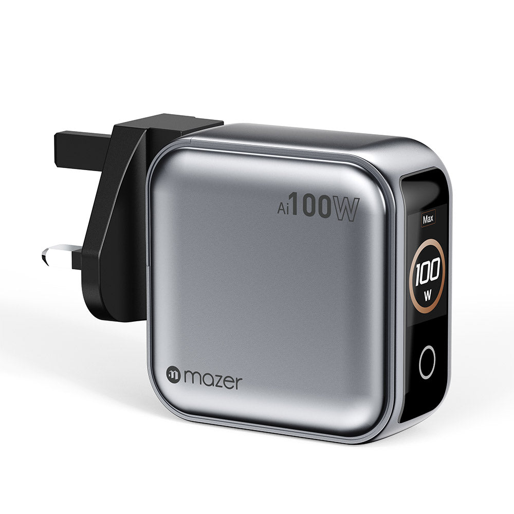 Mazer M-Ai-G100W-V7UK-SV PrestigeGaN Ai PD100W 2C1A Wall Charger (Silver)
