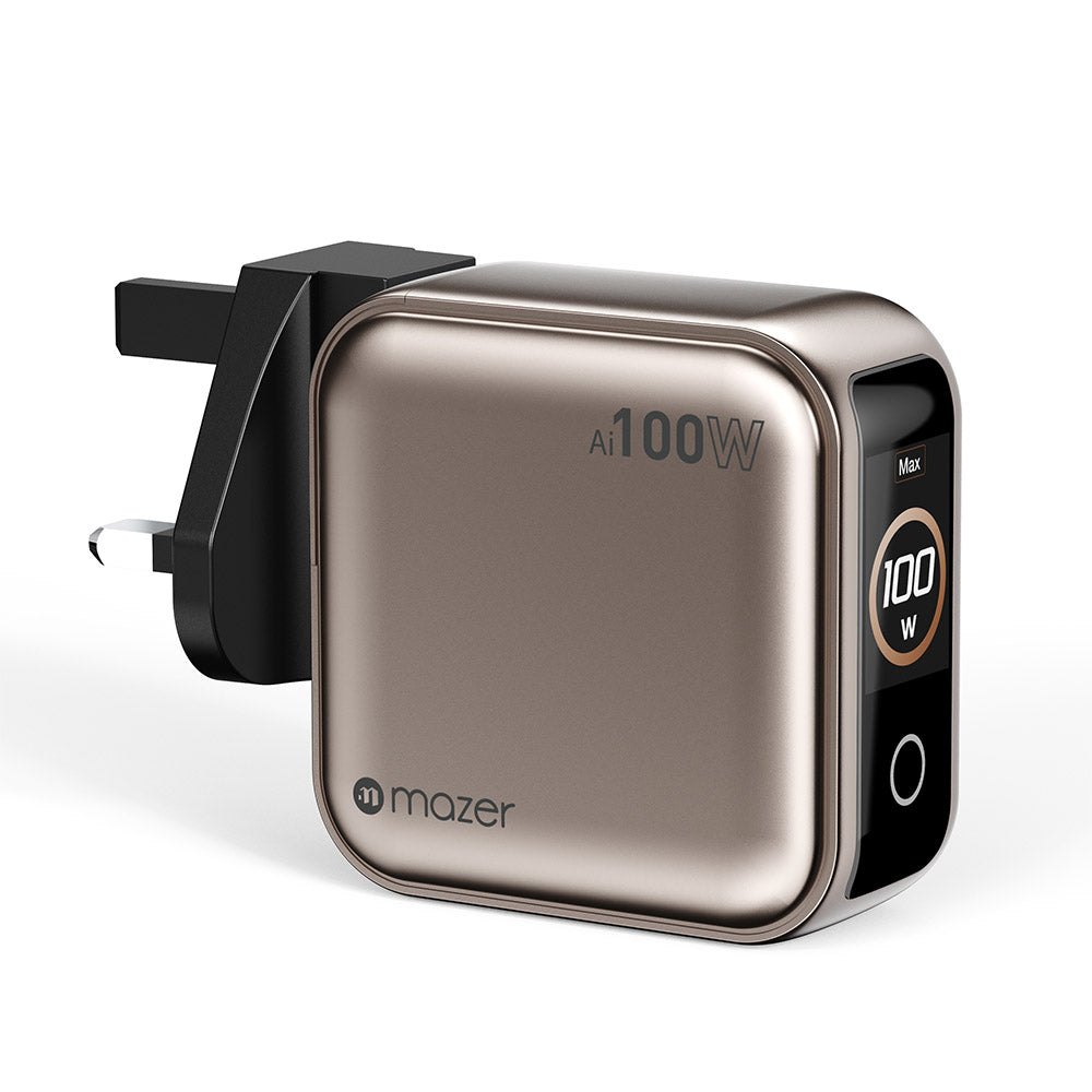 Mazer M-Ai-G100W-V7UK-TN PrestigeGaN Ai PD100W 2C1A Wall Charger (Titanium)