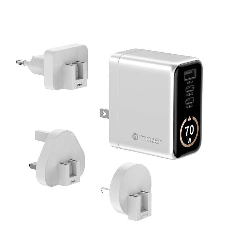 Mazer M-Ai-G70W-V7-SV/AiPrestige GaN PD70W 2C1A Travel Plugs (Silver)
