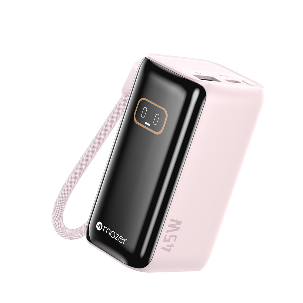 Mazer M-Ai-PC45R10-V7 PowerCharge Link R PD45W 10000mAh PB with Retractable Cable (Pink)