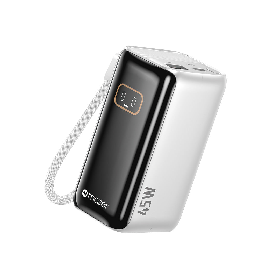 Mazer M-Ai-PC45R10-V7 PowerCharge Link R PD45W 10000mAh PB with Retractable Cable (Silver)