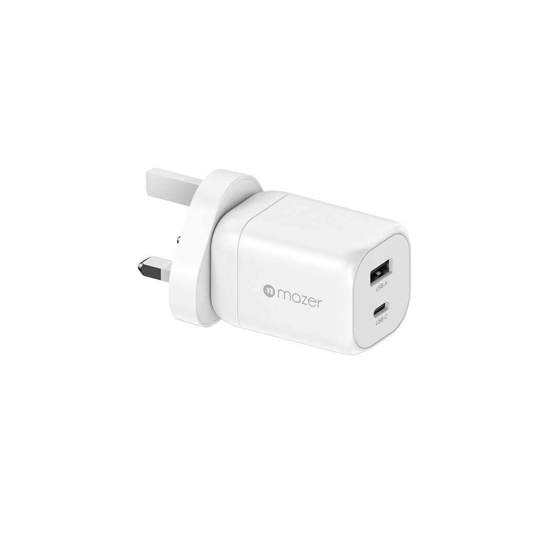 Mazer M-G60W-V5UK PrestigeGaN Dynamic Power Adapter 60W 1C1A US + UK Plugs (White)