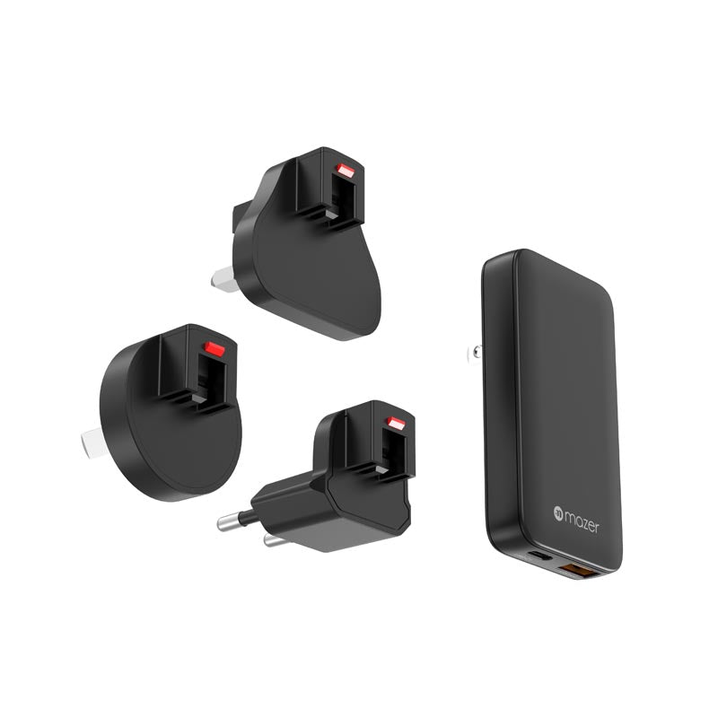 Mazer M-G65SLIM-BK GaN PD65W 1C1A with Travel Plugs (Black)