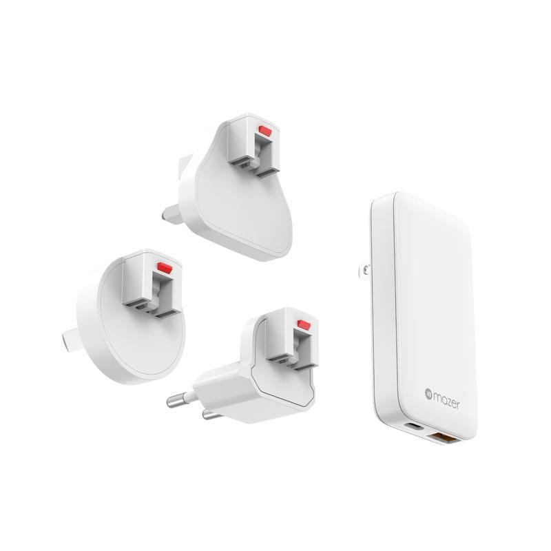 Mazer M-G65SLIM-WH GaN PD65W 1C1A with Travel Plugs (White)