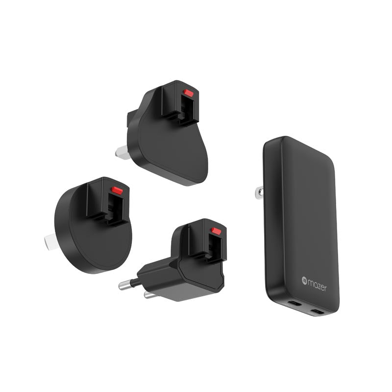 Mazer M-G65SLIM2C-BK GaN PD65W 2C with Travel Plugs (Black)
