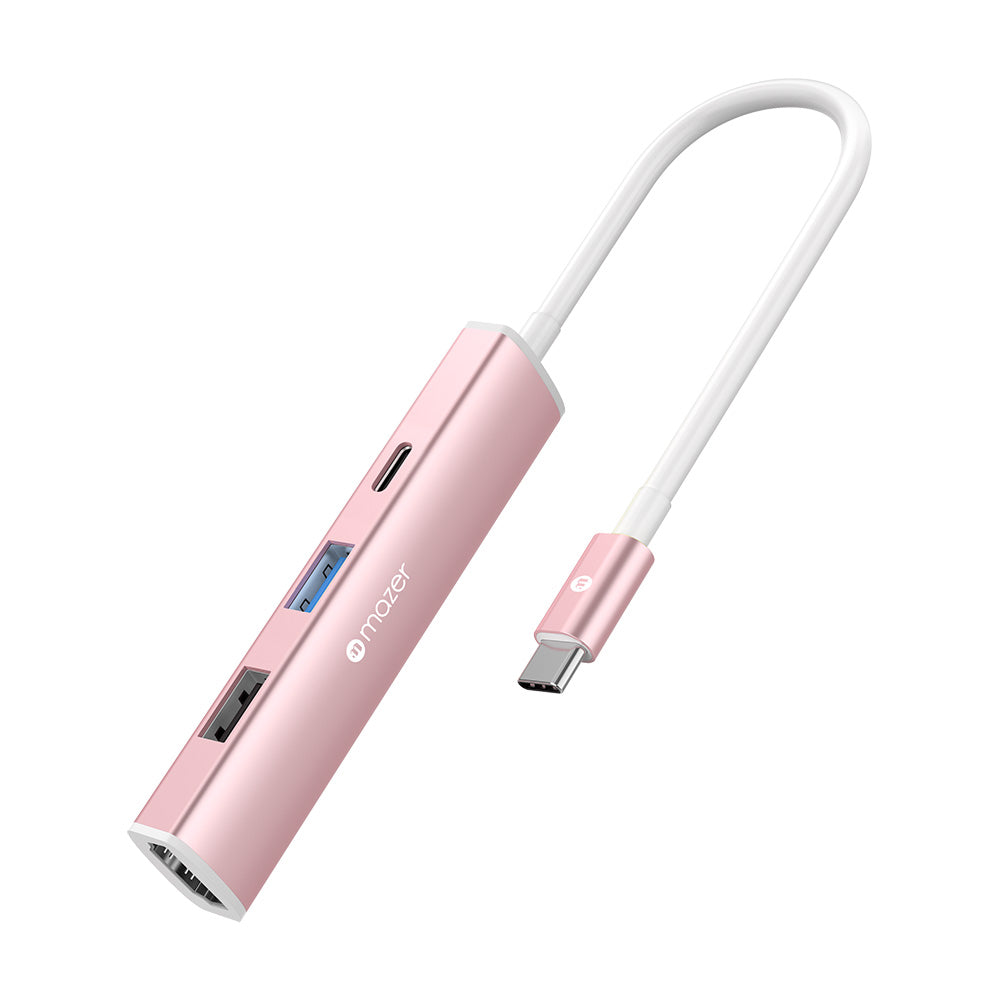 Mazer M-Hub51 Infinite Link Hub Slim USB-C 4-in-1 Multimedia Mobile Hub (Blush)