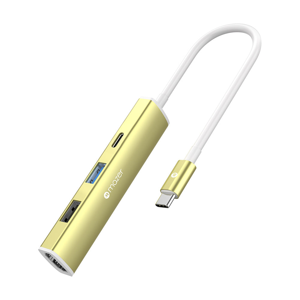 Mazer M-Hub51 Infinite Link Hub Slim USB-C 4-in-1 Multimedia Mobile Hub (Citrus)
