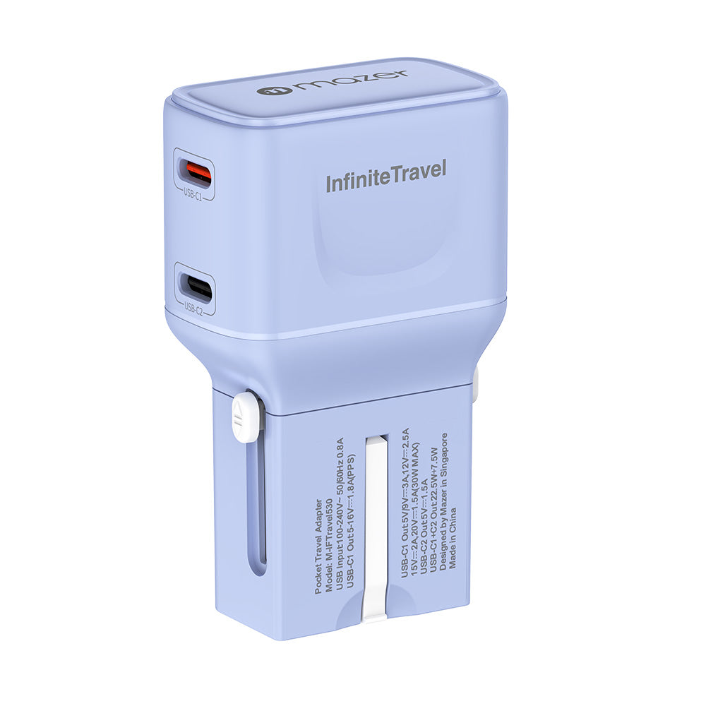 Mazer M-IFTravel530 InfiniteTravel Pocket PD30W 2C Travel Charger (Purple)