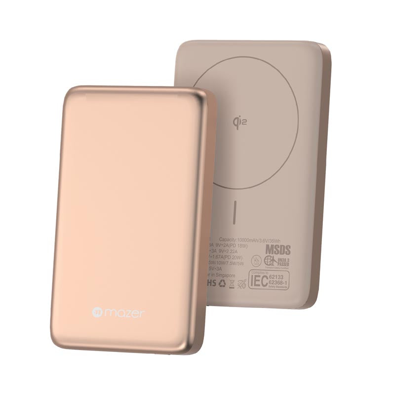 Mazer M-MagAir21-DT Qi2 Certified 15W 10K USB-C PD20W Power Bank (Desert Titanium)