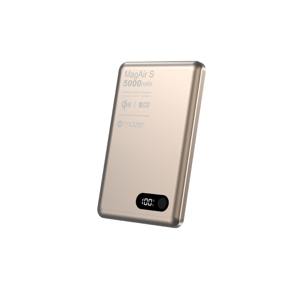 Mazer M-MagAir29-DT qi2 15W 5000mAh PD20W Ultra Slim Power Bank (Desert Titanium)