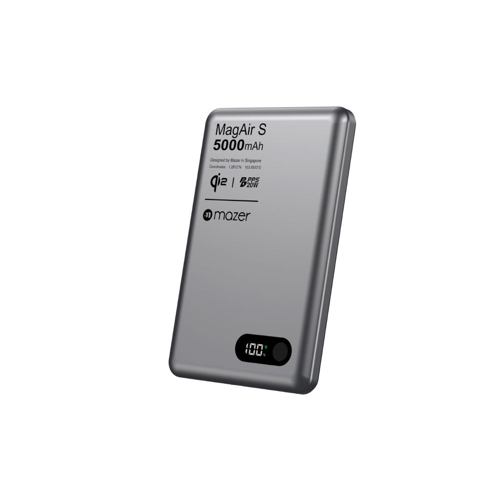 Mazer M-MagAir29-GY qi2 15W 5000mAh PD20W Ultra Slim Power Bank (Grey)
