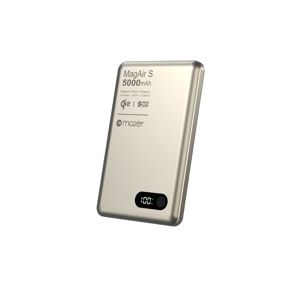 Mazer M-MagAir29-NT qi2 15W 5000mAh PD20W Ultra Slim Power Bank (Natural Titanium)