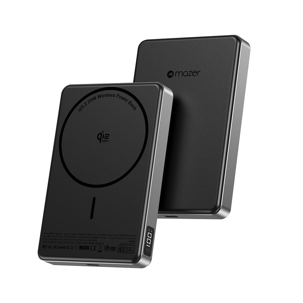 Mazer MagAir31 10,000mAh Qi2.2 Certified 25W Magnetic Wireless Power Bank (CCC Certified) Black