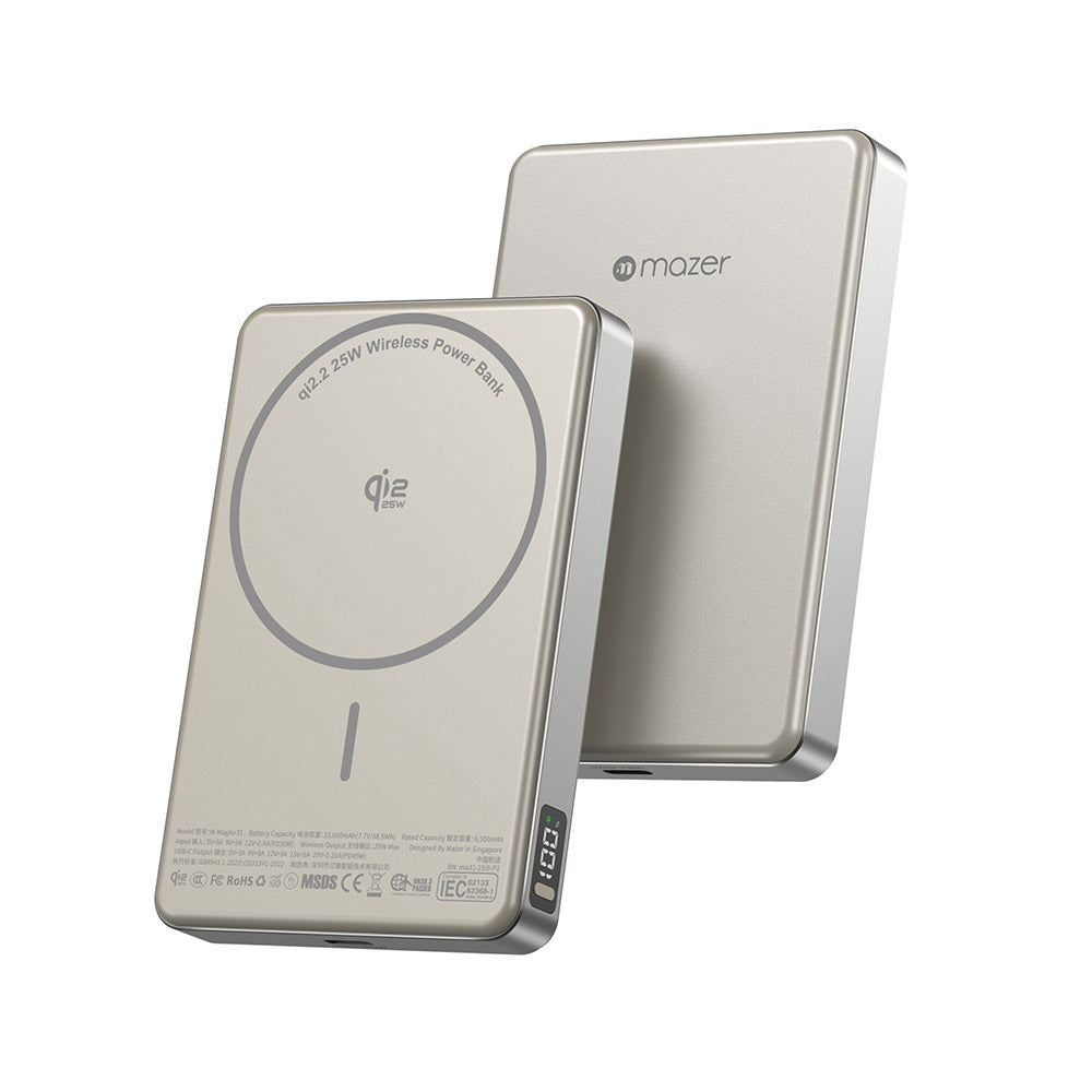 Mazer M-MagAir31 10,000mAh Qi2.2 Certified 25W Magnetic Wireless Power Bank (CCC Certified) (Natural Titanium)