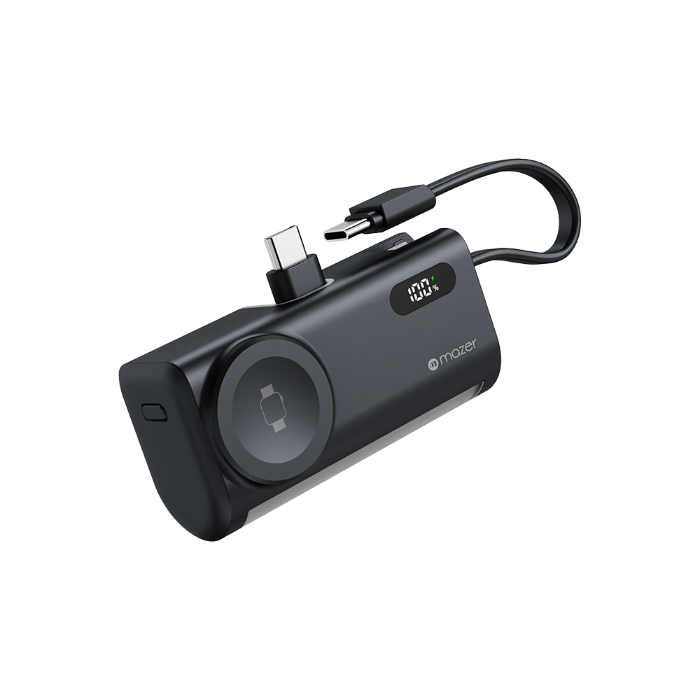 Mazer M-PC5.0W PowerCharge Pocket 2 5,000 mAh PD20W with Apple Watch Charger PB (CCC Certified) - Black Grey
