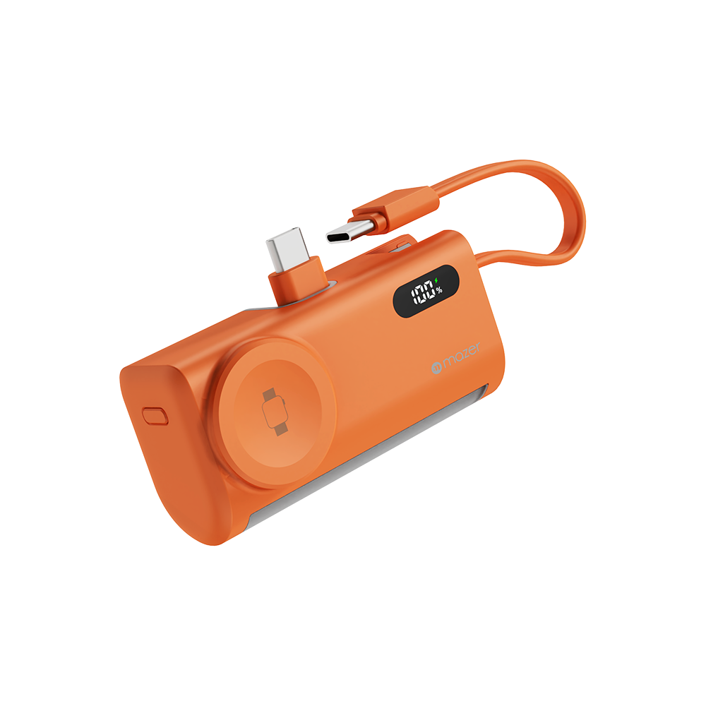 Mazer M-PC5.0W PowerCharge Pocket 2 5,000 mAh PD20W with Apple Watch Charger PB (CCC Certified) - Cosmic Orange