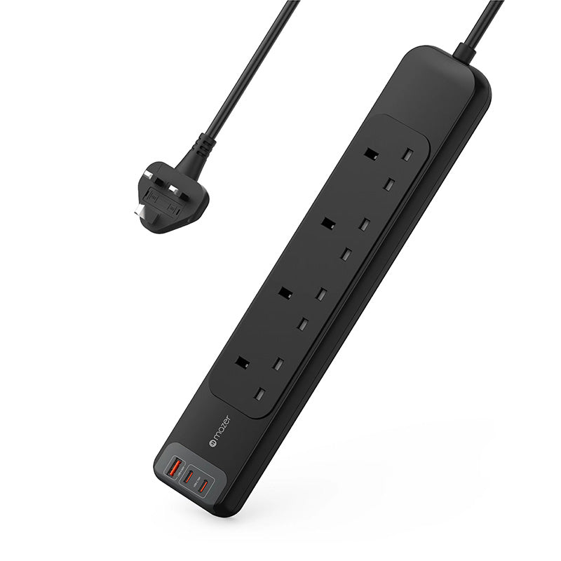 Mazer M-PS200-470-BK 4Way 2M PD70W 2C1A Extension Cord (Black)