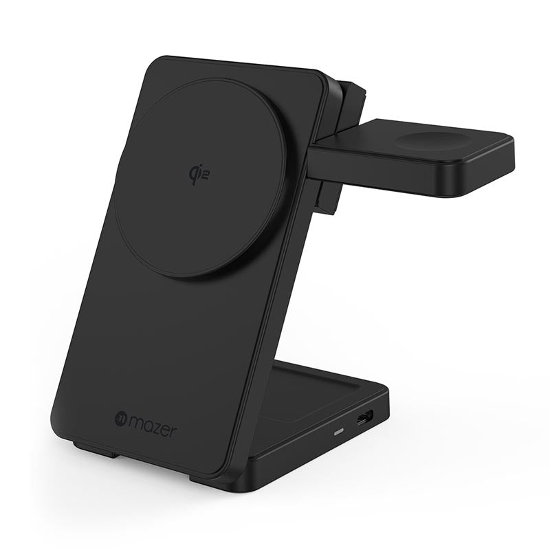 Mazer M-qi2-MagFold06-BK/qi2 25W Foldable 3-in-1 Wireless Charging Stand - Black
