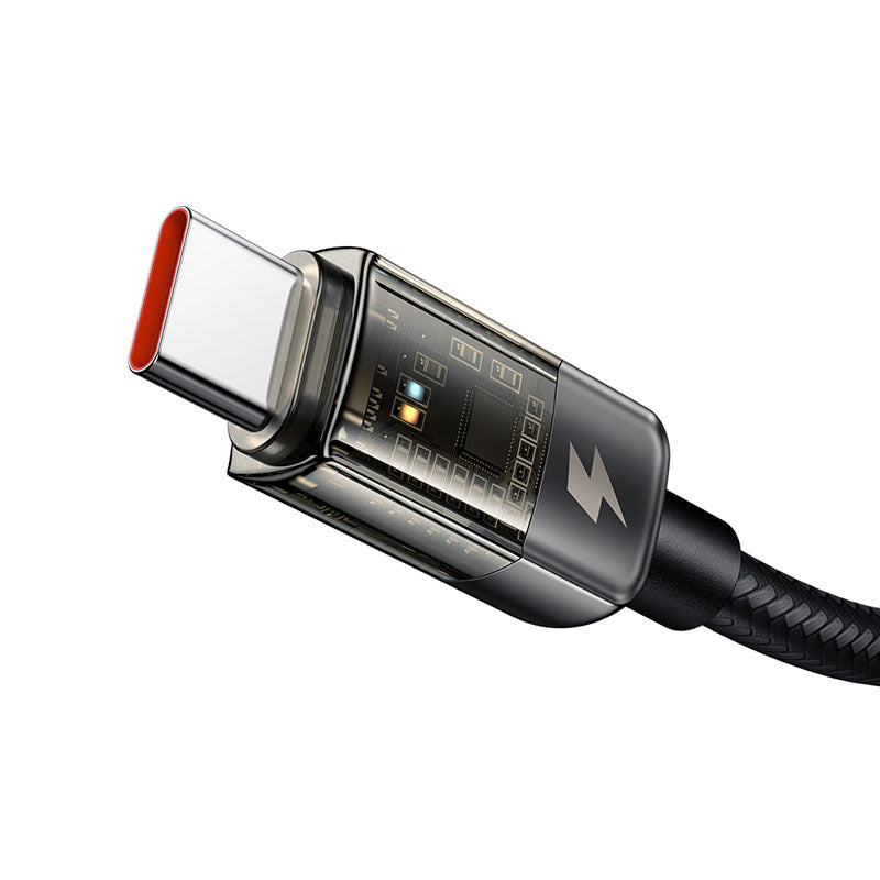 Mcdodo CA-2841 Auto Power Off PD100W C-C Transparent Data Cable (1.8M) - Black