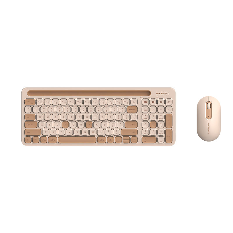 MicroPack KM-238W-EN-CR 2.4G+BlueTooth Wireless KeyBoard+Mouse Combo, Cream