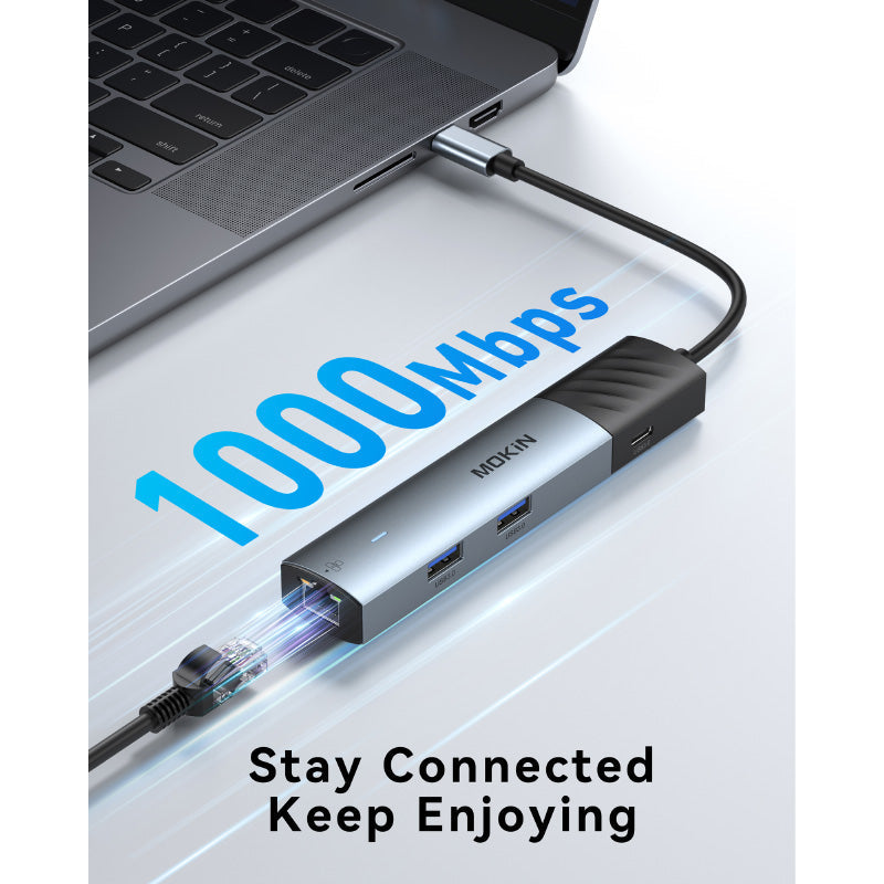 Mokin UC6003 6-In-1 USB C Hub (Grey)