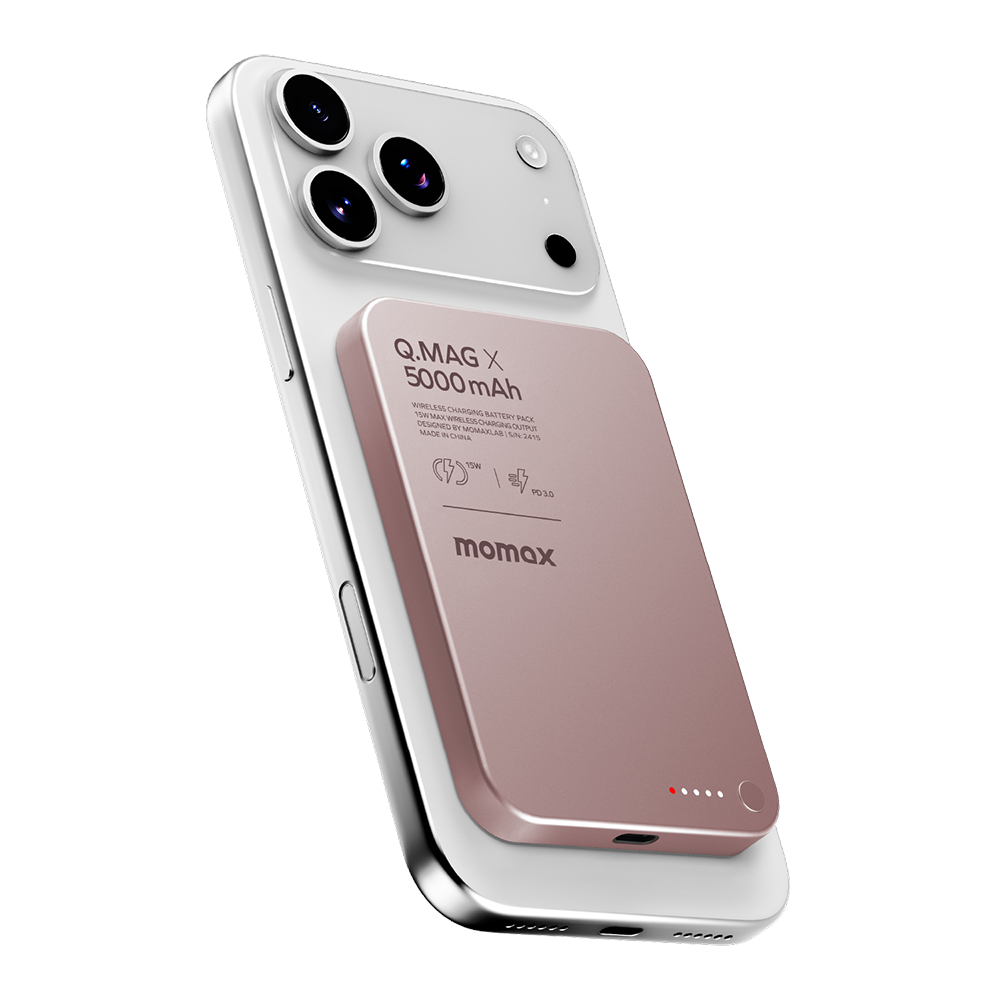 Momax IP116AP Q.MAG X Magnetic Wireless Battery Pack 5000mAh - Pink