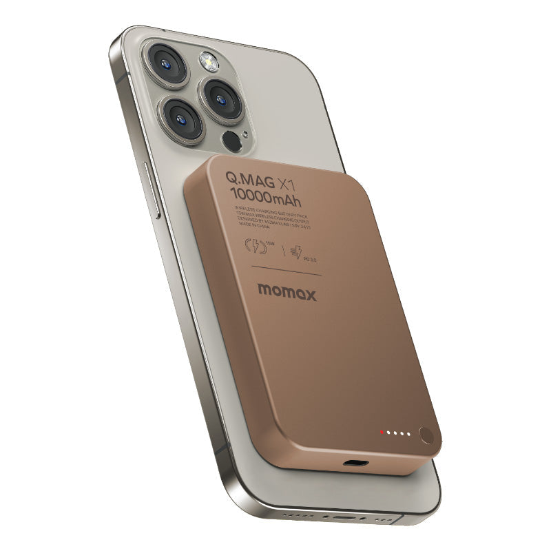 Momax IP117AL2 Q.MAG X1 Magnetic Wireless Battery Pack 10000mAh - Sandstone